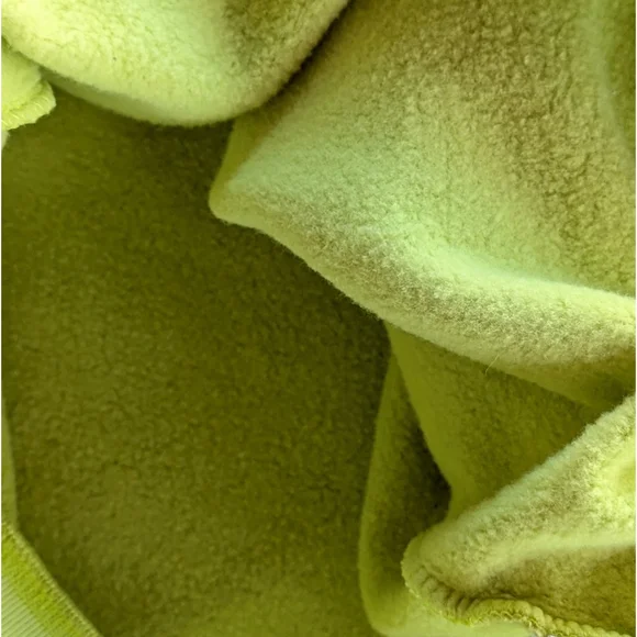 Stussy Contrast Rib Mock Neck Cotton Fleece Sweatshirt Men's Sz M Navy & Lime - Picture 9 of 16